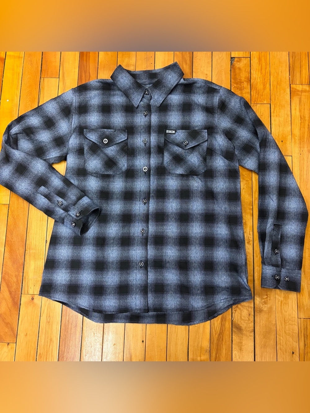 Dixxon x Dago Dane Flannel Shirt Mens L Blue Black Plaid D-Tech Biker Streetwear